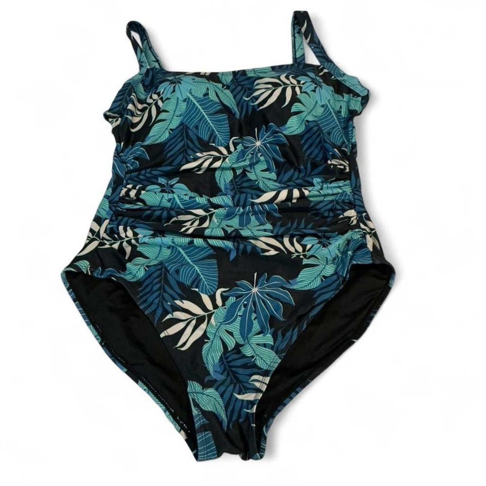 32 Degrees Cool Tropical Leaf Print One Piece Swimsuit Women's‎ XL Ruched